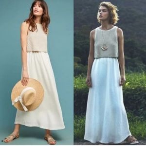 Anthropologie Cream and White Maxi Dress